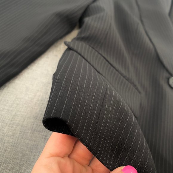 Nine West Womens Black Blazer Long Sleeve One Button Closure Shawl Label Gray St - Picture 8 of 14